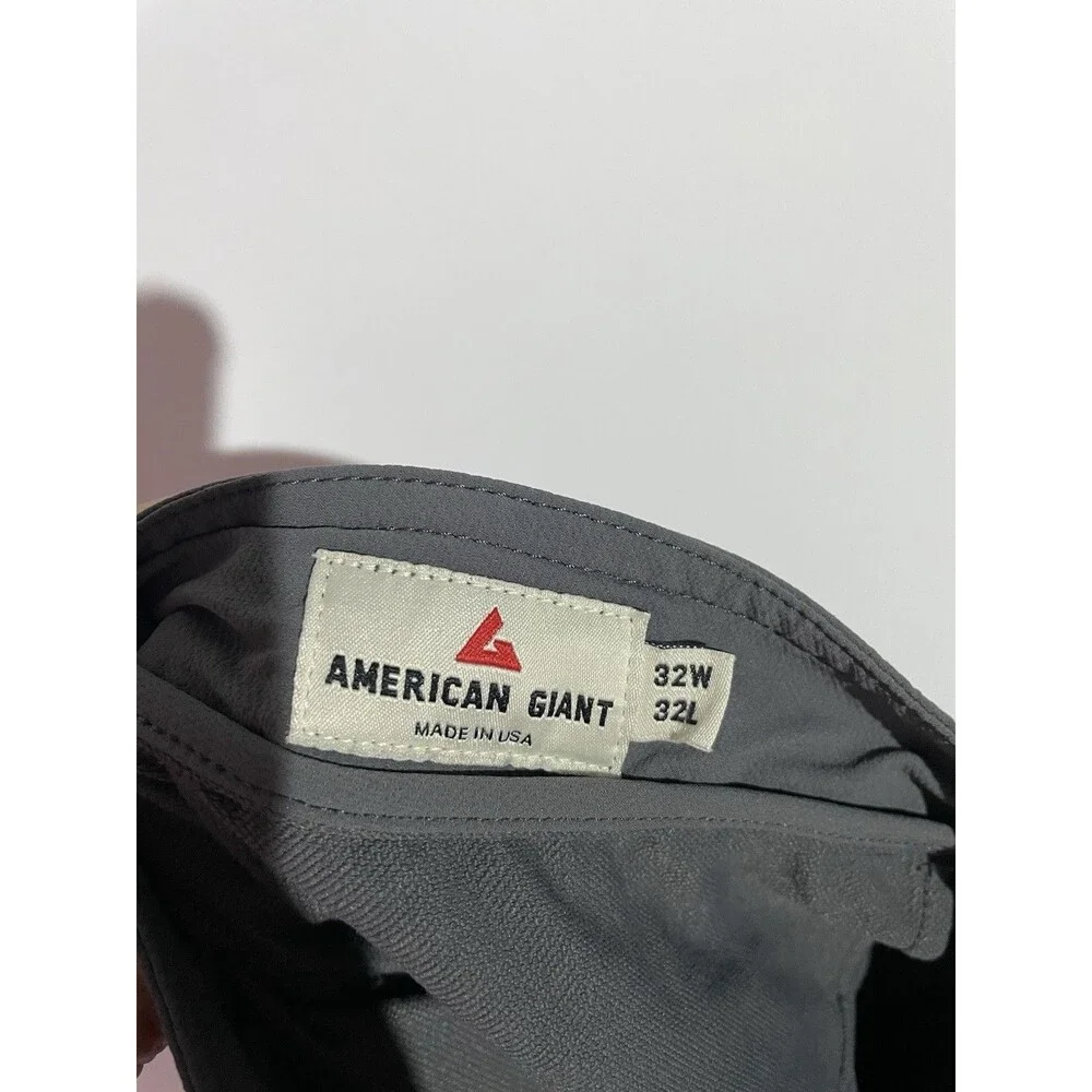 American Giant Pants 32x32 Gray Brigade Nylon Stretch Casual Chino Outdoor Hiker